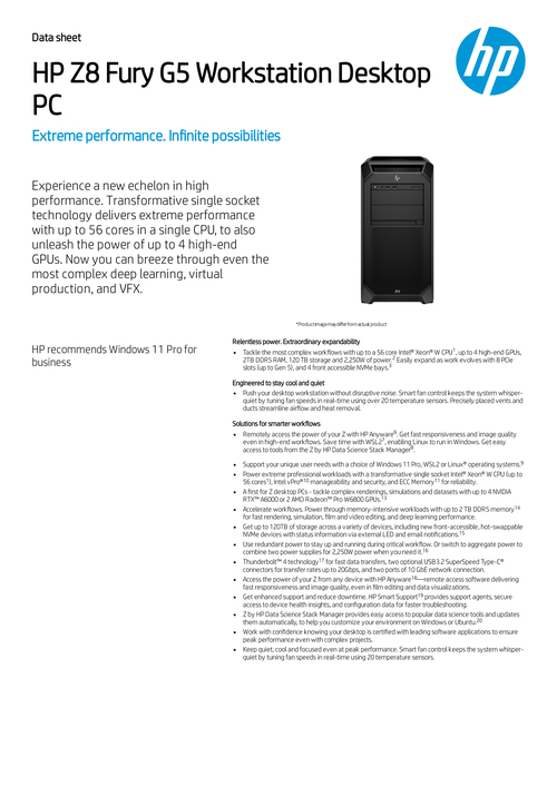 HP Z8 Fury G5 Datasheet C08502730示意圖