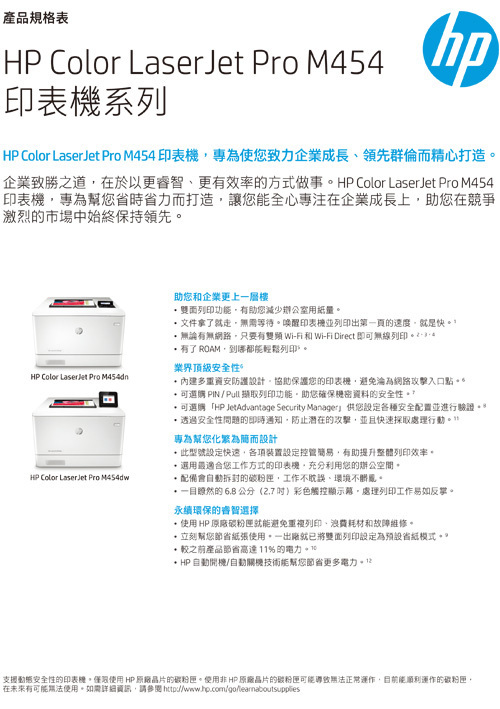 彩色雷射印表機 M454示意圖