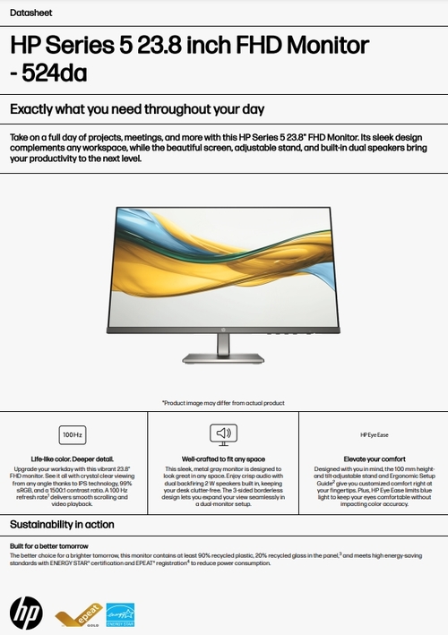 HP Series 5 23.8 inch FHD Monitor - 524da示意圖