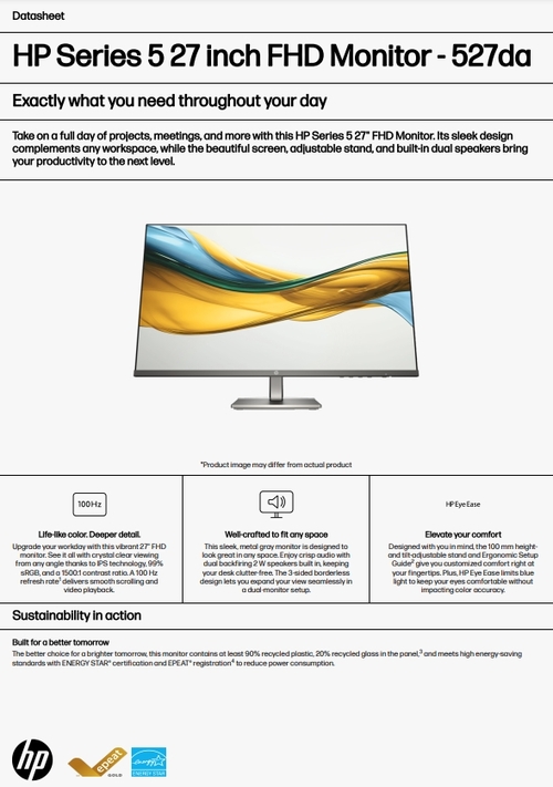 HP Series 5 27 inch FHD Monitor - 527da示意圖