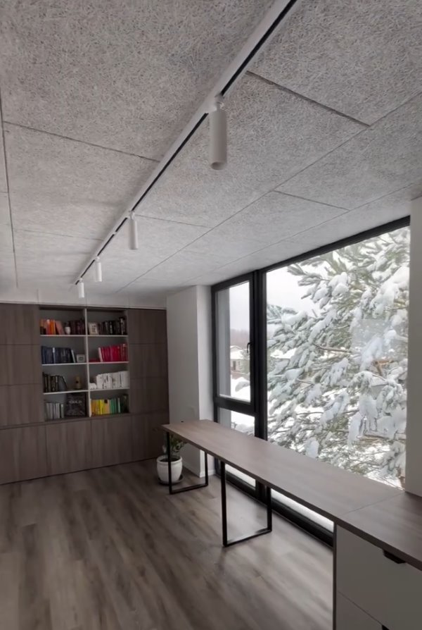 永逢綠建材-康柏纖泥板-改善挑高空間回音-吸音天花板