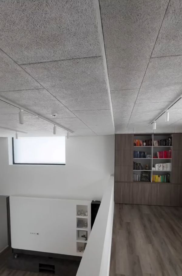 永逢綠建材-康柏纖泥板-改善挑高空間回音-吸音天花板
