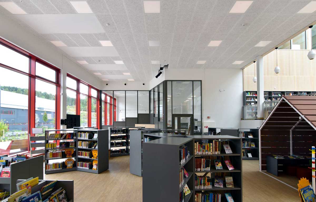 永逢綠建材-康柏纖泥板-奧斯陸圖書館-吸音天花板案例