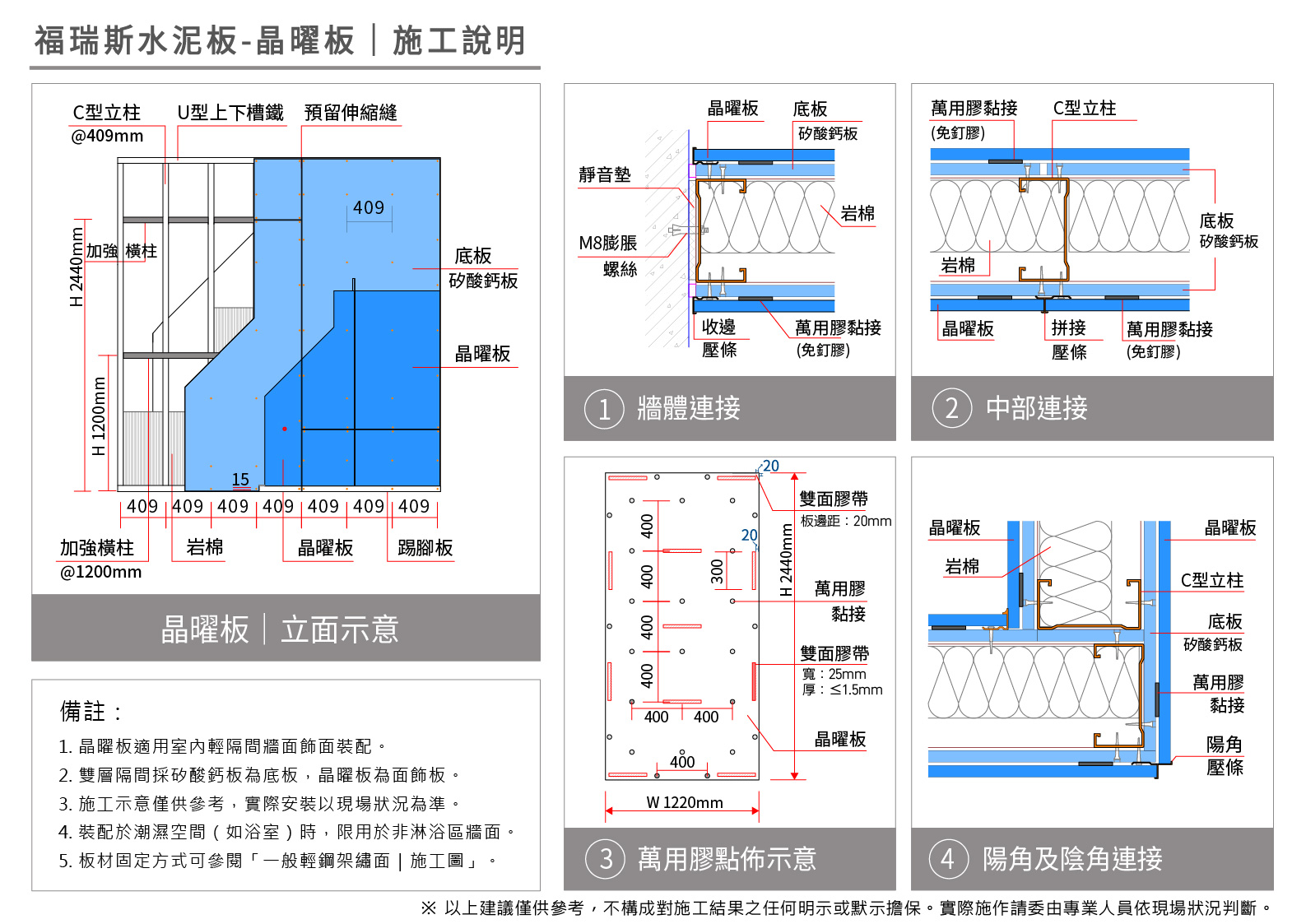 永逢裝飾建材福瑞斯水泥板-晶曜板-施工說明