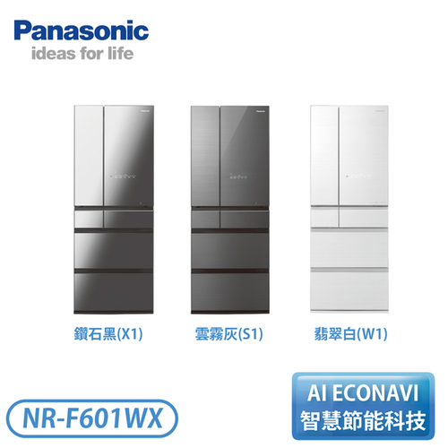 Panasonic 國際牌600公升 無邊框鏡面玻璃6門電冰箱 NR-F601WX+基本安裝示意圖