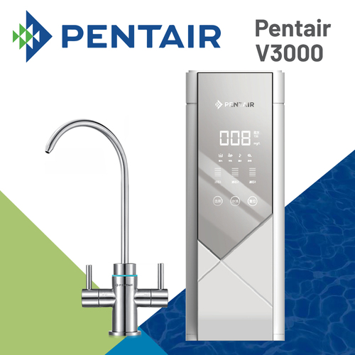 【Pentair】智慧型雙出水RO飲水器免水桶，一體式集成水路0.01微米(V3000)+基本安裝示意圖
