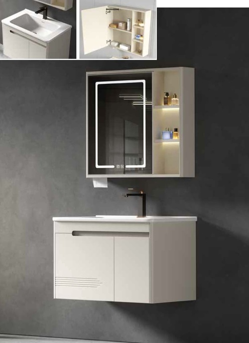 60CM-不鏽鋼LED鏡櫃/不鏽鋼浴櫃/不含龍頭示意圖