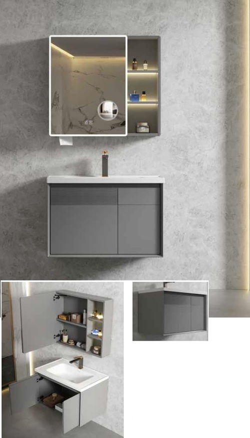 60CM-不鏽鋼LED鏡櫃/不鏽鋼浴櫃/不含龍頭示意圖