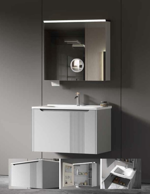 60CM-不鏽鋼LED鏡櫃/不鏽鋼浴櫃/不含龍頭示意圖