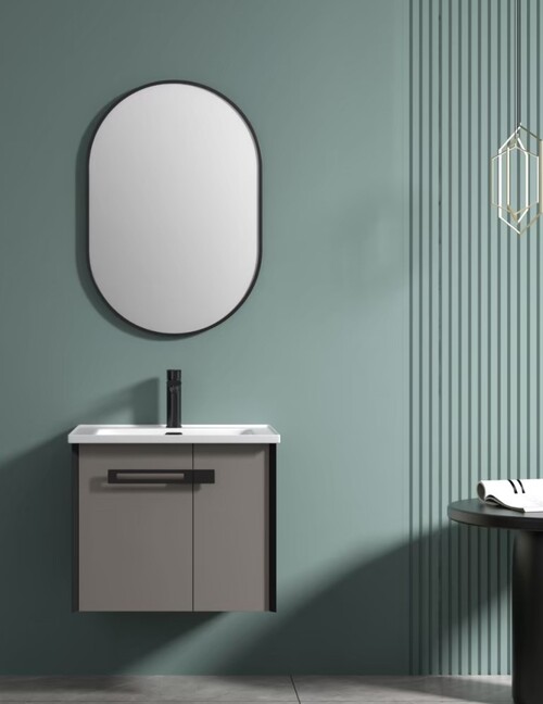 60CM-不鏽鋼橢圓鏡/不鏽鋼浴櫃/不含龍頭示意圖