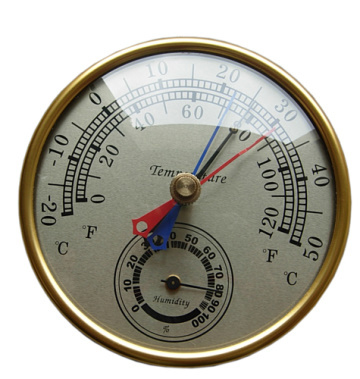 指標式最高最低溫度計+濕度計示意圖