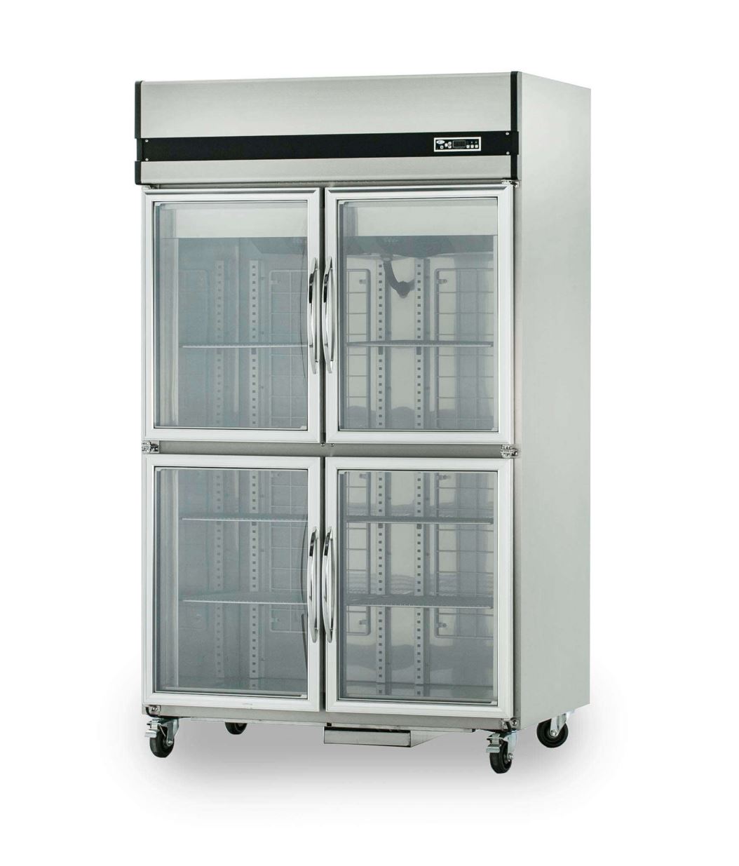 Upright Refrigerated Refrigerator with glass door.