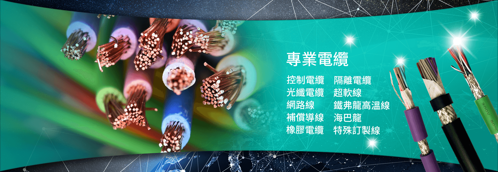 控制電纜 隔離電纜 光纖電纜 超軟線 網路線 鐵弗龍高溫線 補償導線 海巴龍 橡膠電纜 特殊訂製線