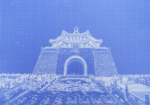 藍晒台灣建築系列 - 中正紀念堂示意圖