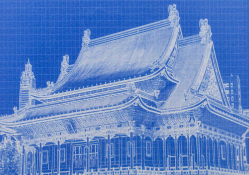 藍晒台灣建築系列 - 中正紀念堂2(兩廳院)示意圖