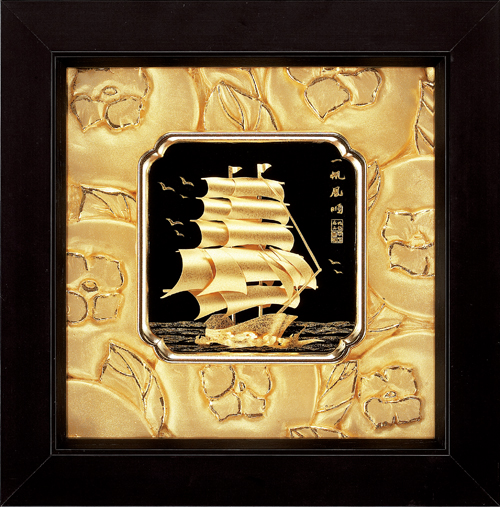 純金箔如意藝術立體金箔畫-一帆風順示意圖