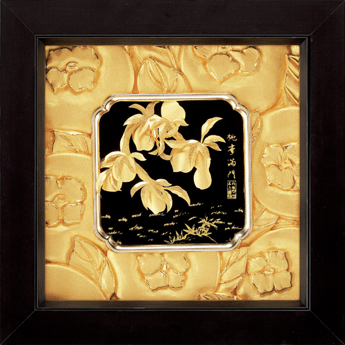 純金箔如意藝術立體金箔畫-桃李滿門示意圖