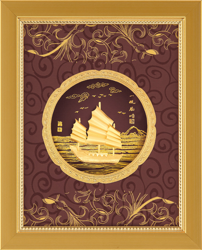 純金箔豐實藝術立體金箔畫-一帆風順示意圖