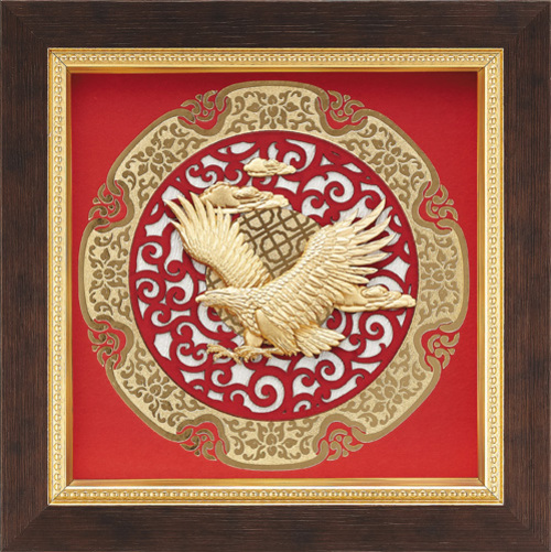 純金箔圓型窗花藝術立體金箔畫-大展鴻圖示意圖