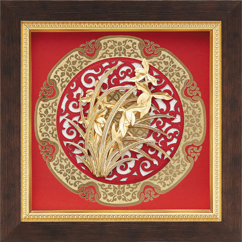 純金箔圓型窗花藝術立體金箔畫-蘭香怡德示意圖