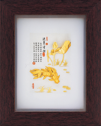 純金箔古香藝術立體金箔畫-連年有餘示意圖