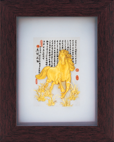純金箔古香藝術立體金箔畫-馬到成功示意圖