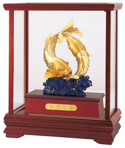 純金箔櫥窗藝術立體金箔畫-雙魚吉慶示意圖