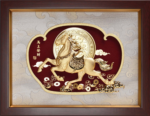 純金箔藝術立體金箔畫-馬上發財示意圖