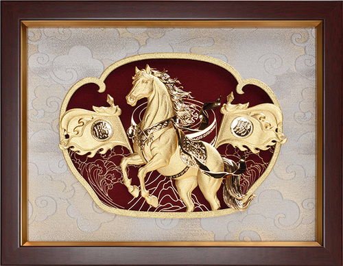 純金箔藝術立體金箔畫-馬到成功示意圖