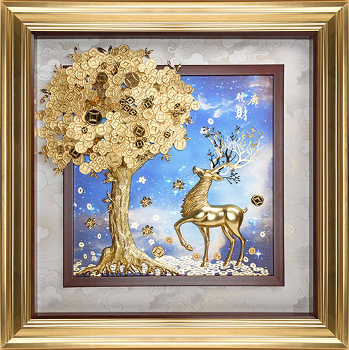 純金箔藝術立體金箔畫招財系列-一路發財示意圖