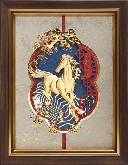 純金箔博雅系列藝術立體金箔畫-馬到成功示意圖