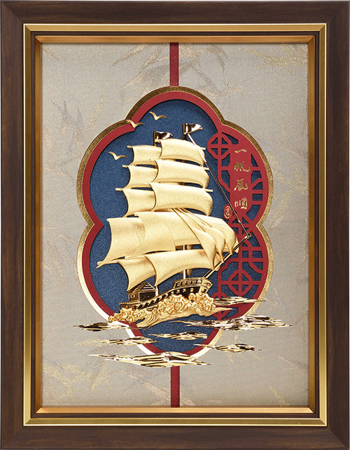 純金箔博雅系列藝術立體金箔畫-一帆風順示意圖