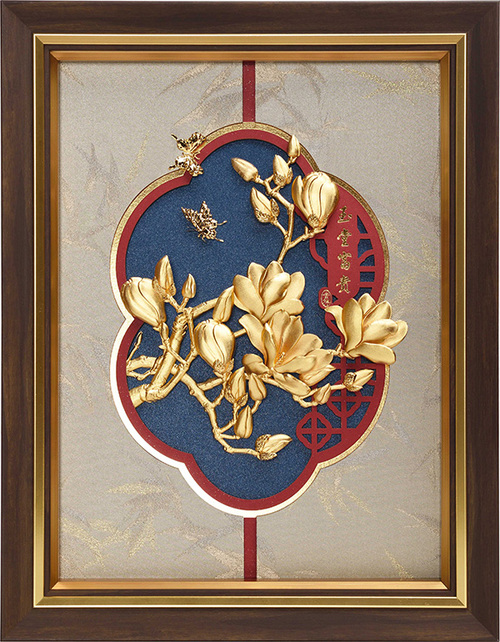 純金箔博雅系列藝術立體金箔畫-玉堂富貴示意圖