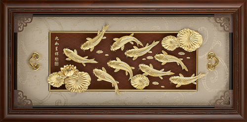 立體純金箔畫唐宋系列-九如呈祥示意圖