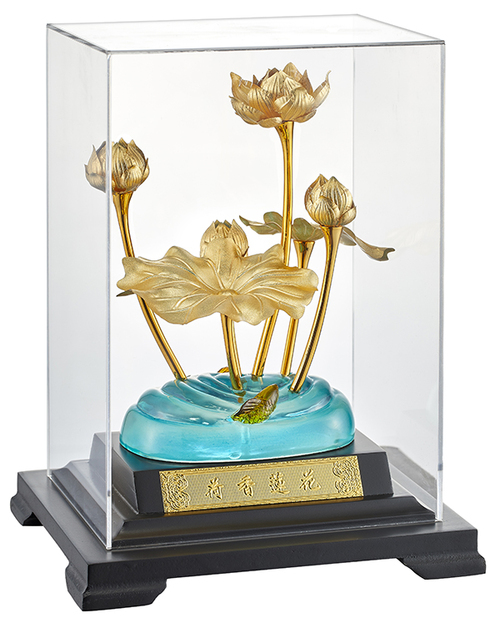 純金箔蓮花藝術立體金箔畫-荷香蓮花示意圖