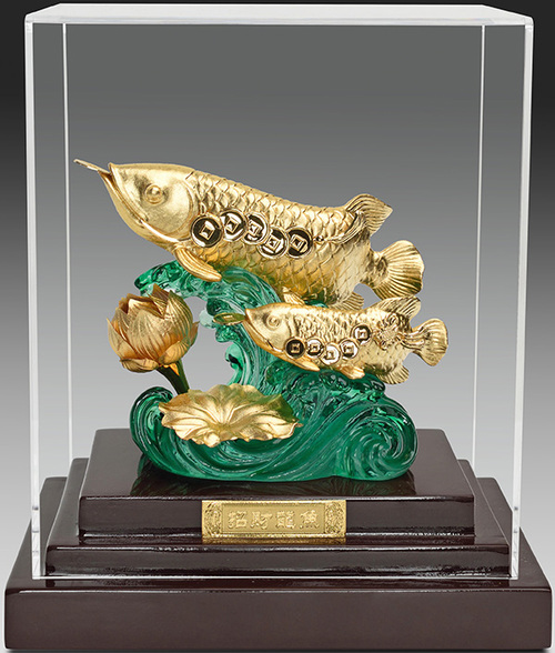 純金箔櫥窗藝術立體金箔畫-招財龍魚示意圖