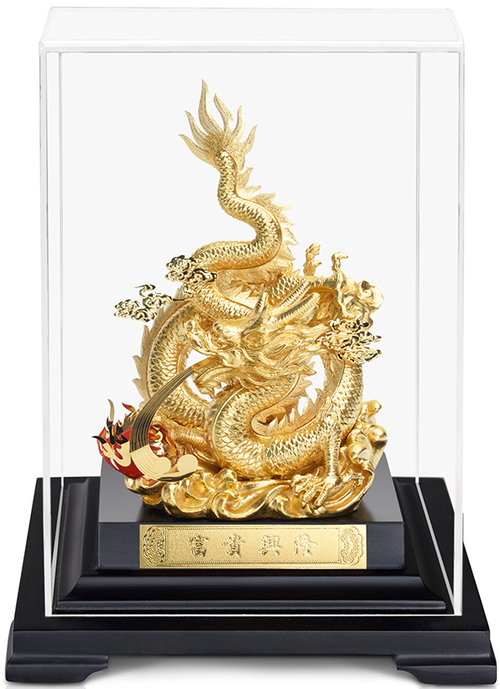 純金箔櫥窗藝術立體金箔畫-祥龍獻瑞示意圖