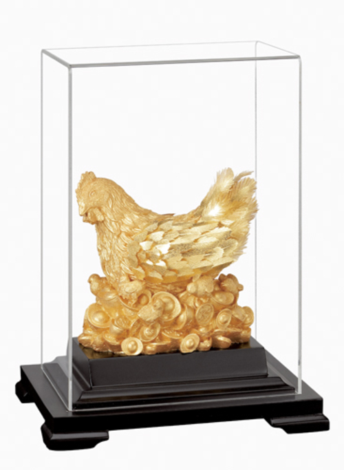 純金箔櫥窗藝術立體金箔畫-聚財雞示意圖