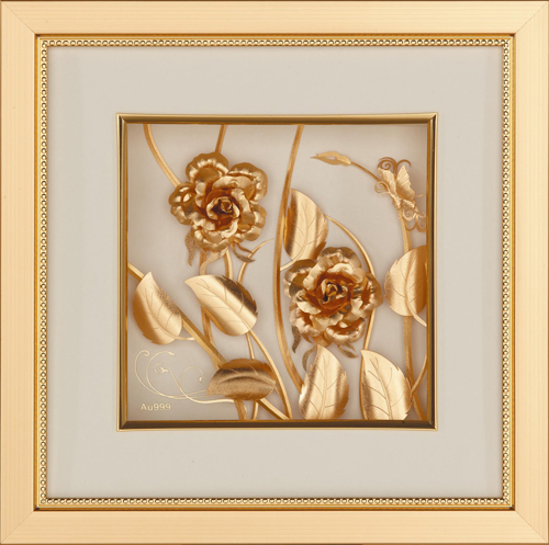 純金箔豐實藝術立體金箔畫-玫瑰示意圖