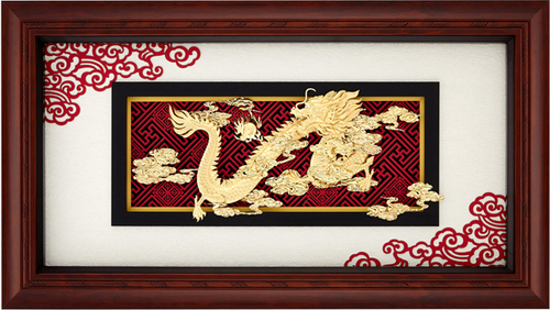 純金箔新禪風藝術立體金箔畫-祥龍獻瑞示意圖