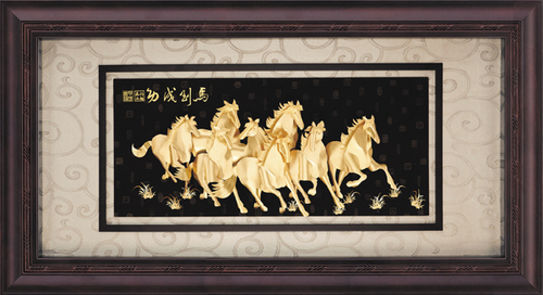 純金箔盛景藝術立體金箔畫-馬到成功示意圖
