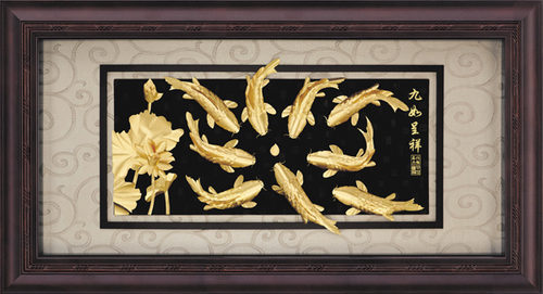 純金箔盛景藝術立體金箔畫-九如呈祥示意圖