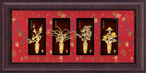 純金箔盛景藝術立體金箔畫-古典四君子示意圖