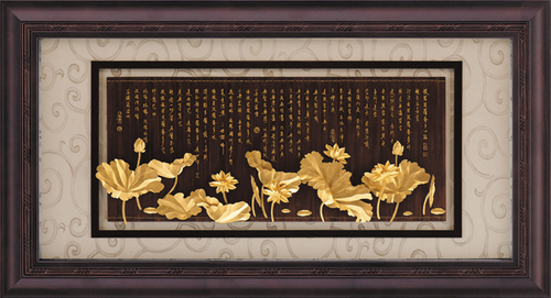 純金箔盛景藝術立體金箔畫-蓮花心經示意圖