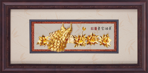 純金箔雅金藝術立體金箔畫-花開富貴示意圖