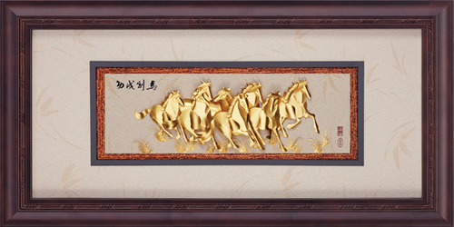 純金箔雅金藝術立體金箔畫-馬到成功示意圖