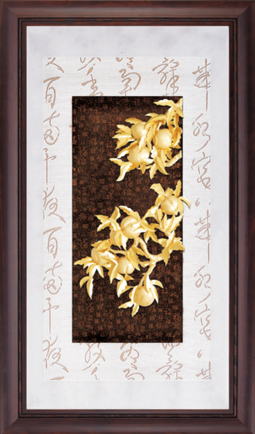 純金箔彩金藝術立體金箔畫-桃李滿門示意圖