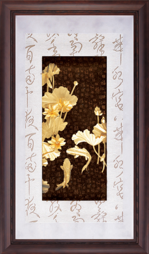 純金箔彩金藝術立體金箔畫-連年有餘示意圖