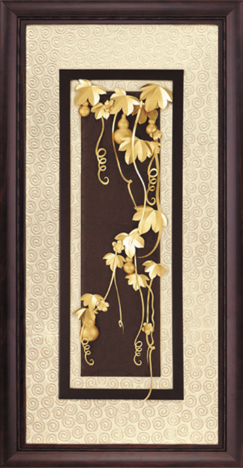 純金箔高昇藝術立體金箔畫-五福臨門示意圖