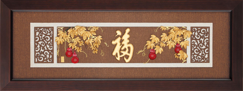 純金箔雲采藝術立體金箔畫-五福臨門示意圖